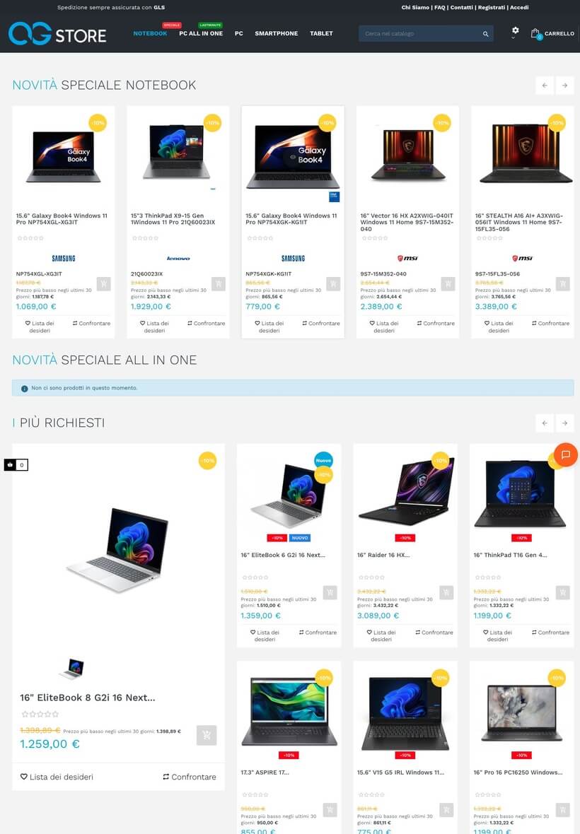 A&G Store sul tablet