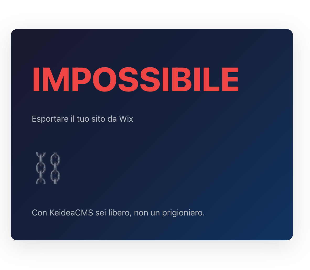 Confronto proprietà sito: esportare da Wix è impossibile, con KeideaCMS il sito è tuo al 100%