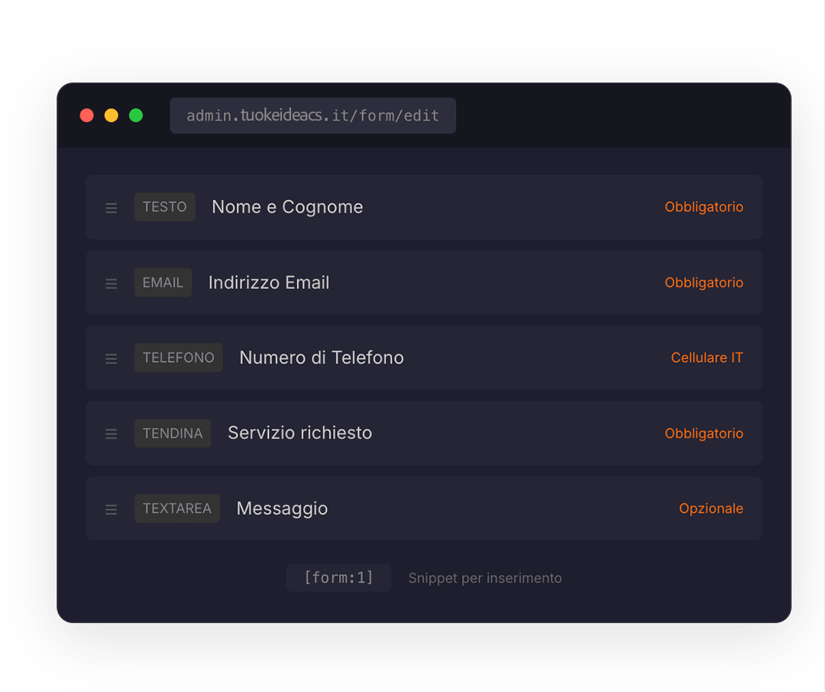 Form Builder KeideaCMS: creazione form con campi cifrati AES-256